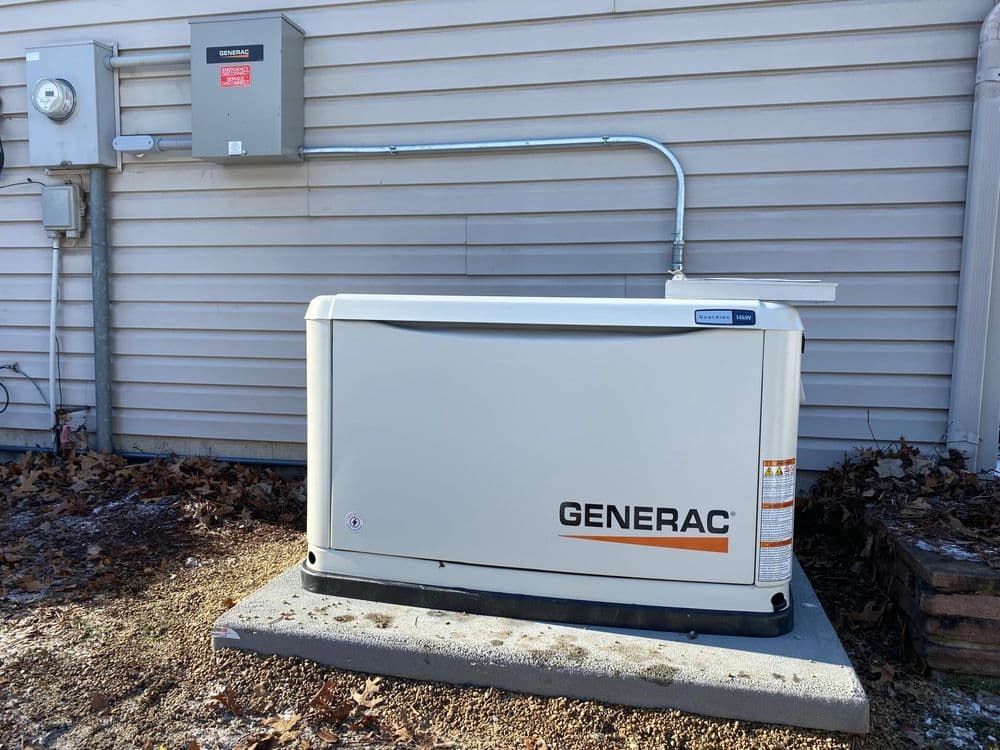 Generac home generator installed outside a house, providing backup power solutions.